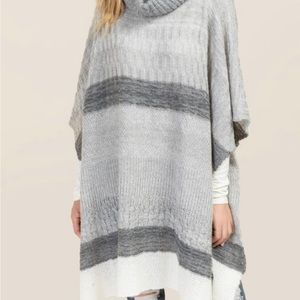 FRANCESCA's One Size Gray Striped Poncho Sweater